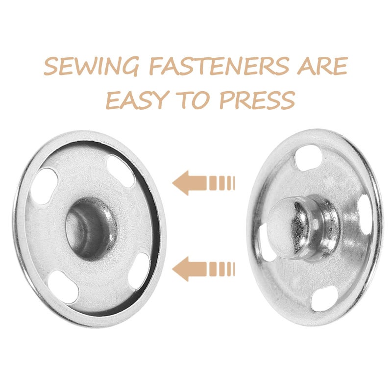 rosenice Sew On Snaps Buttons Metal Snaps Fasteners Press Studs Buttons 50 Sets Brass Fasteners DIY Craft Accessory (15mm-Silver) - Image 2